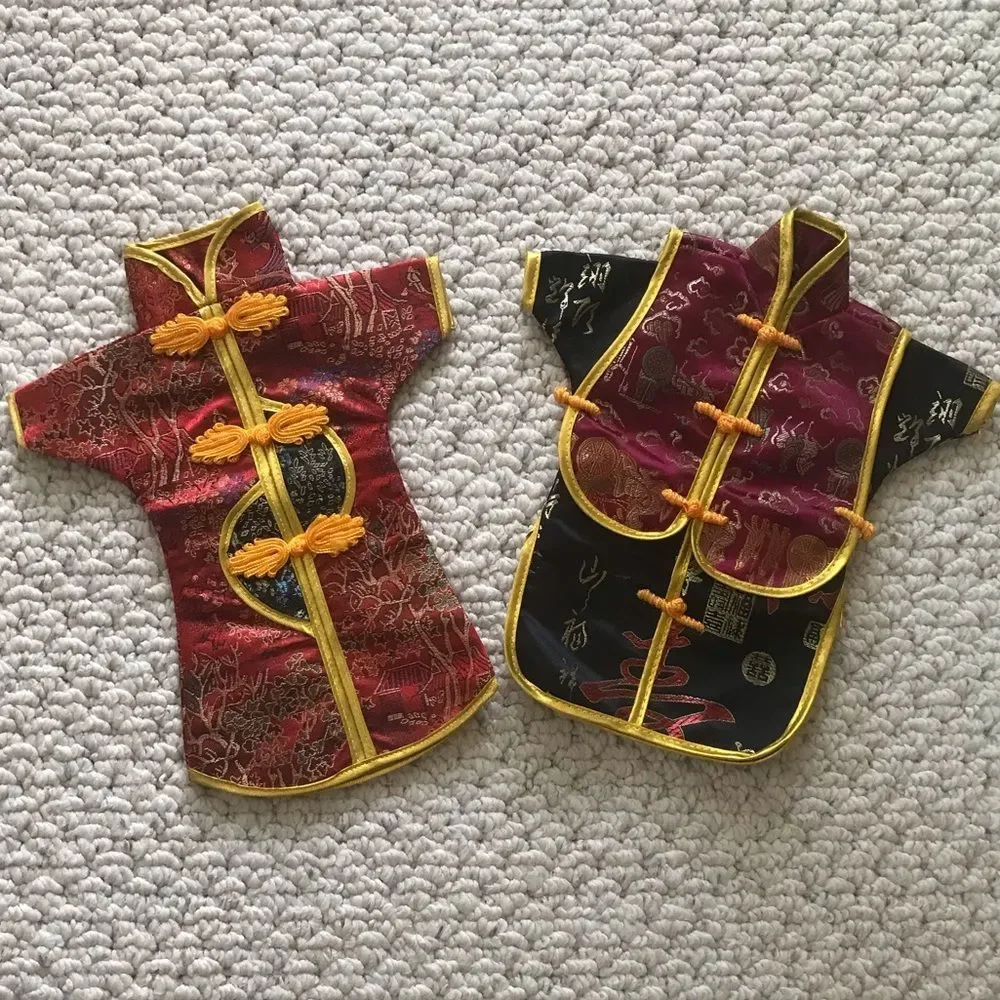 Wine Bottle Covers Pair of Asian Dress